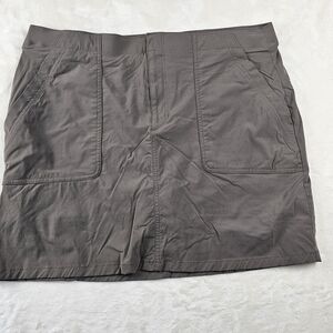 Eddie Bauer hiking lined skirt womens 16 khaki grey pockets zip pocket skort